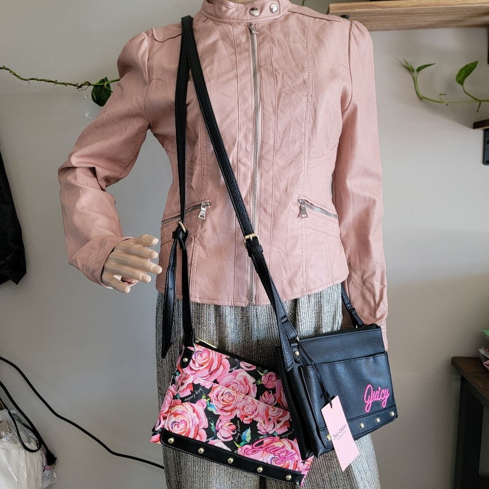 2pcs Juicy Couture Black and Pink Crossbody Bag